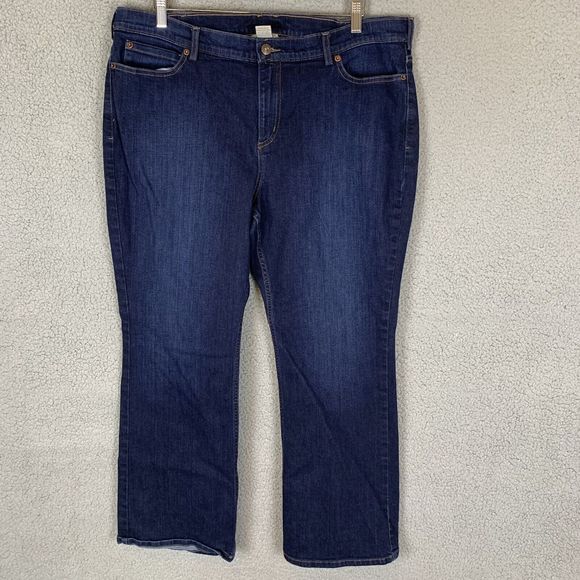 Duluth Trading Jeans Womens 18x28 Straight Fit Blue Denim Stretch - Picture 1 of 8